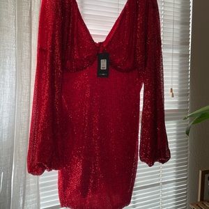 Red Sequin Dress, NEVER WORN. Plus size, 2x.